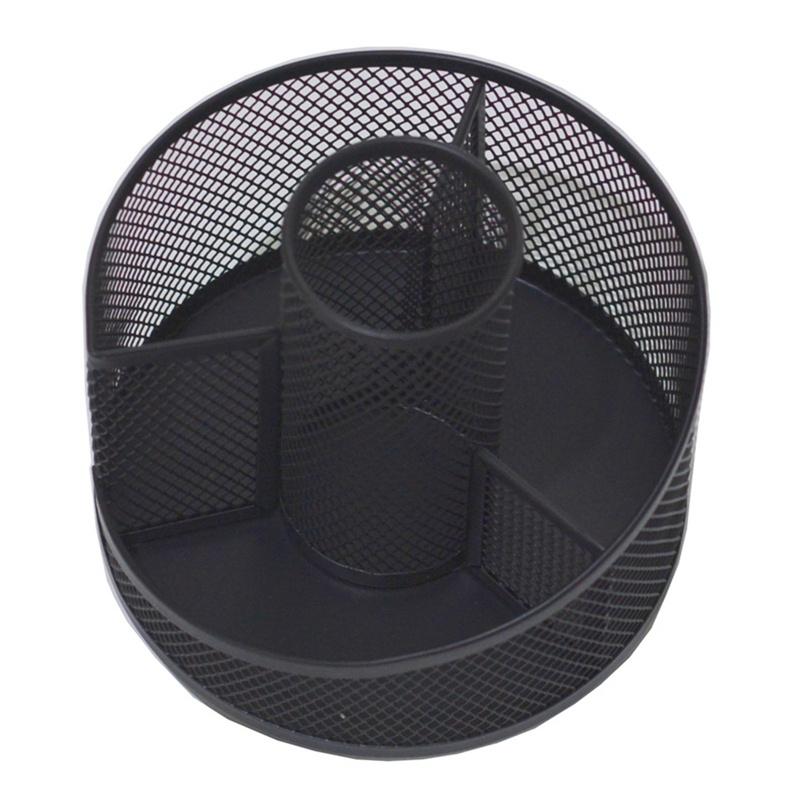 Tmdbyx Hộp Đựng Bút Bằng Kim Loại Dạng Lưới Tròn Năm Ngăn Có Thể Xoay Sáng Tạo Để Bàn Cho Học Sinh