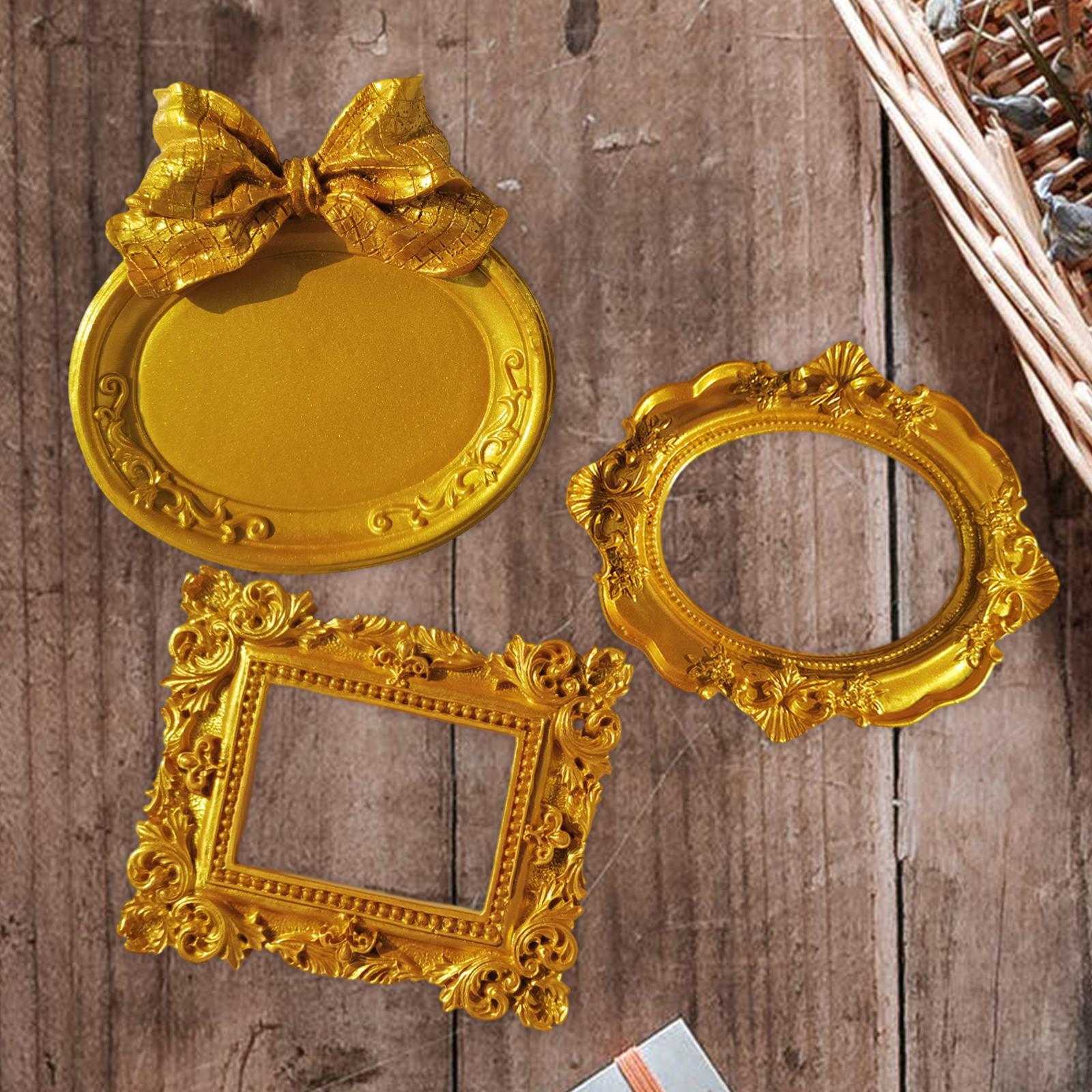 Mini Photo Frame Embossed Photography Photo Frame Antique Ornate Resin Frame