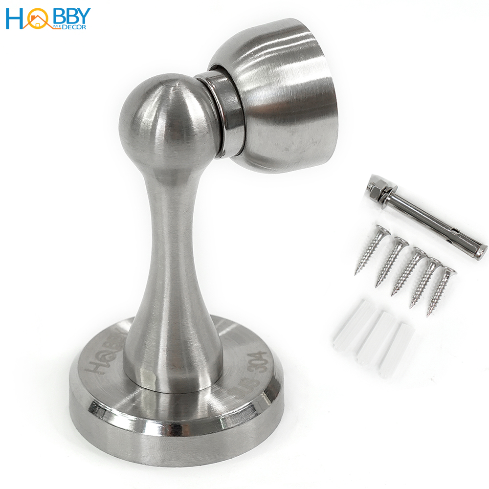 Bộ chặn cửa nam châm hít mạnh khoan tường chống va đập tường Hobby Home Decor CC8 inox 304 không rỉ sét