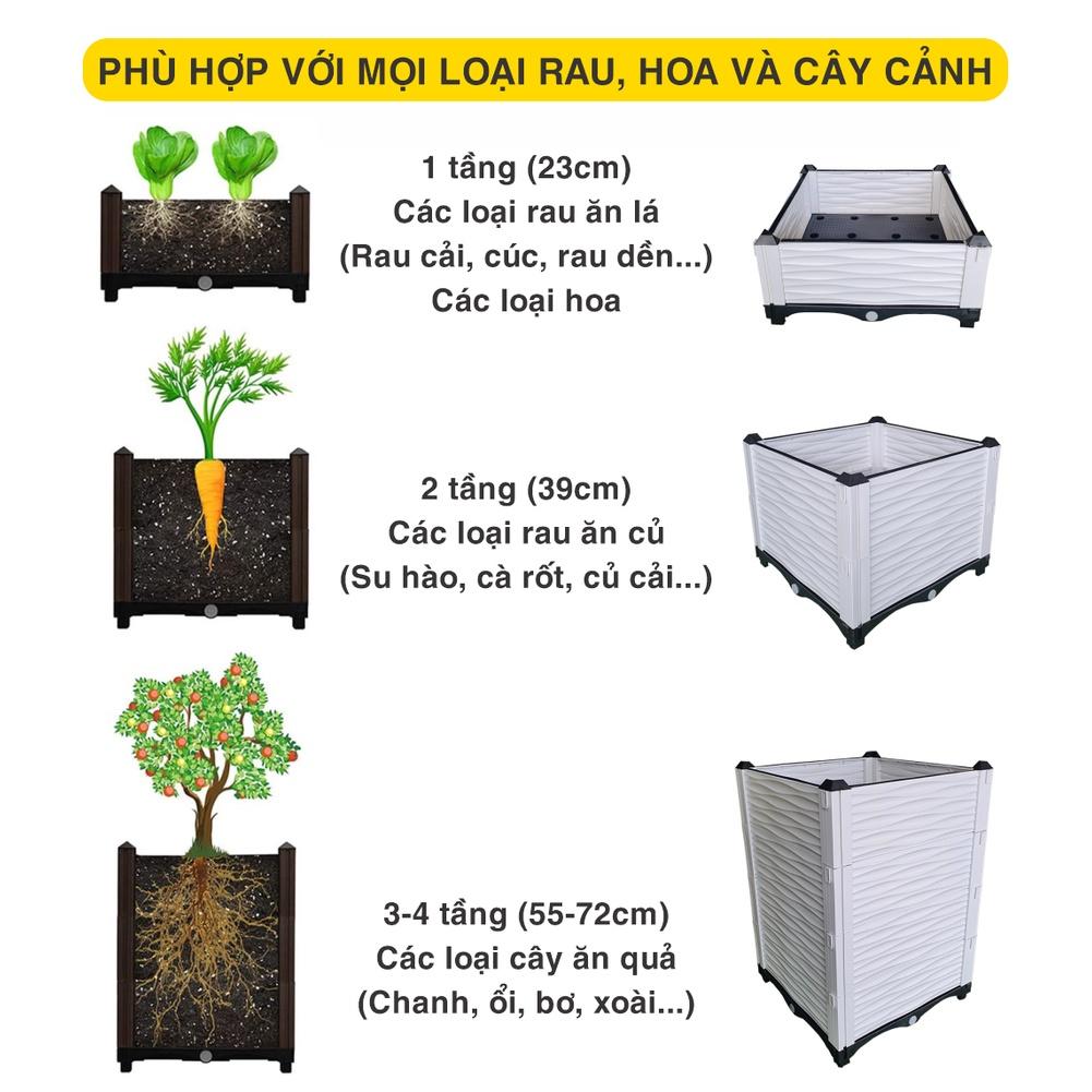 Chậu nhựa lắp ghép.Kích thước 50x250 cao 39 cm.Trồng rau, hoa, cây cảnh.Sang trọng - Thẩm mỹ - Bền hơn 10 năm.Bảo hành 1 năm toàn quốc