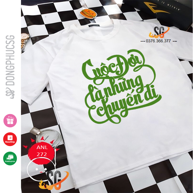 Áo thun nhóm lớp mẫu Cuộc đời là những chuyến đi độc đáo phông màu trắng chất thun cotton mềm mịn ANL272 | SG