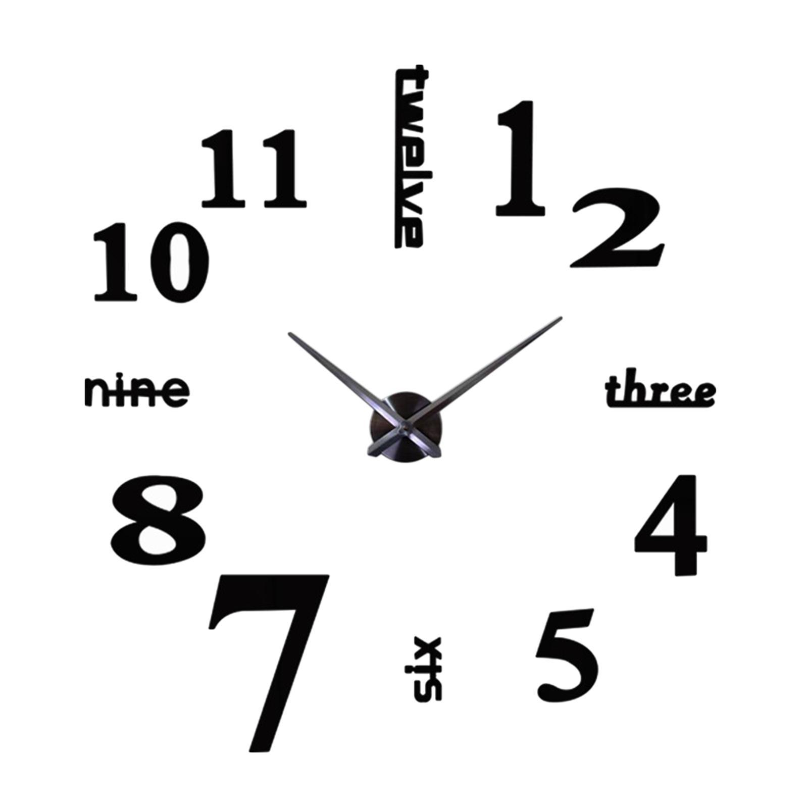 Wall Clock DIY Digital Clock Sticker Acrylic Decal for Home Decor Office