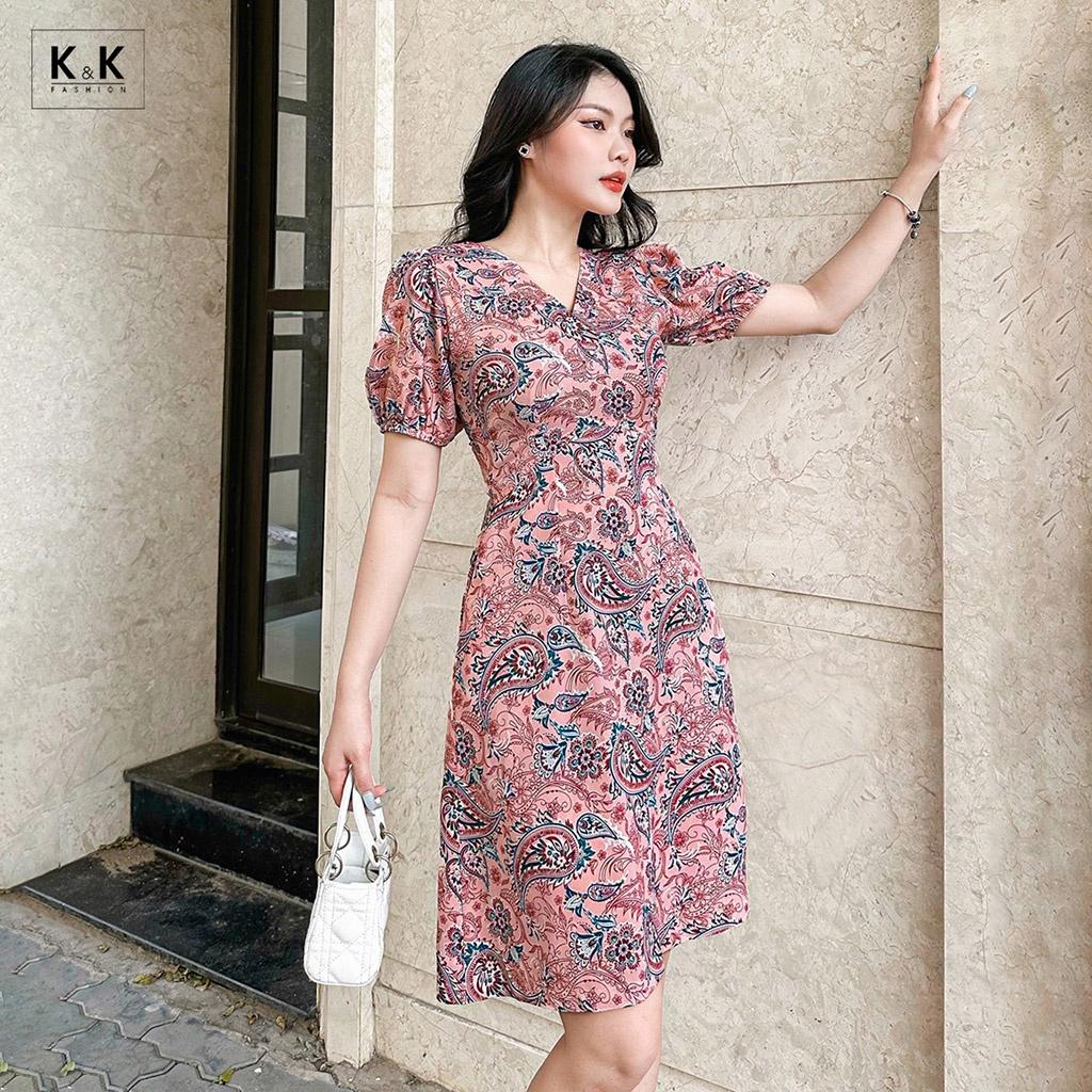 Đầm Công Sở Họa Tiết Dáng Chữ A K&amp;K Fashion KK117-22 Chất Liệu Lụa