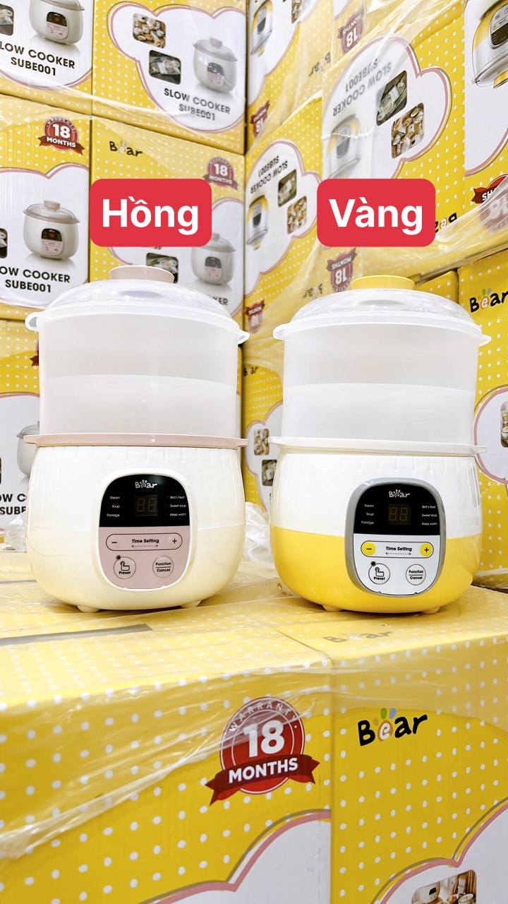 Nồi Nấu Cháo Chậm, Chưng Yến, Ninh Hầm Đa Năng Bear 0,8L SUBE001 - Hàng Chính Hãng, Bản Quốc Tế Bảo Hành 18 Tháng