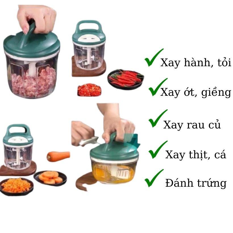 Dụng cụ xay tỏi ớt Hàn quốc Kitchen Food, Máy xay tỏi ớt bằng dây cót