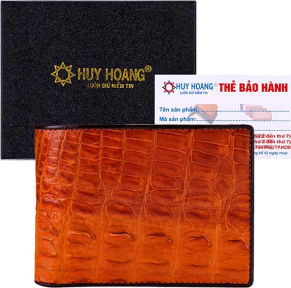 Ví Nam Da Cá Sấu Gai Lưng Huy Hoàng HT2212 (12.5 x 10 cm) - Vàng
