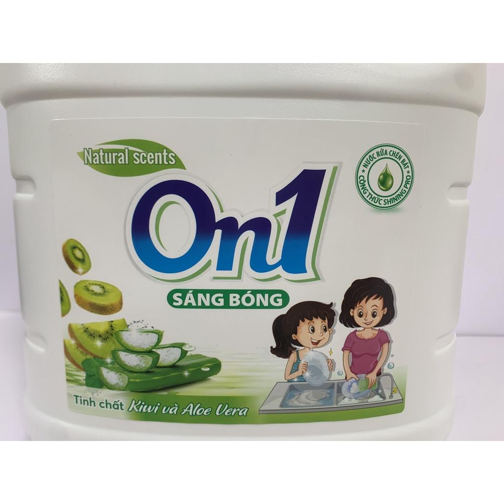 Nước rửa chén On1 hương kiwi và aloe vera 3.6kg, gel rửa bát sạch bóng vết dầu mỡ N5008 - Lixco Việt Nam