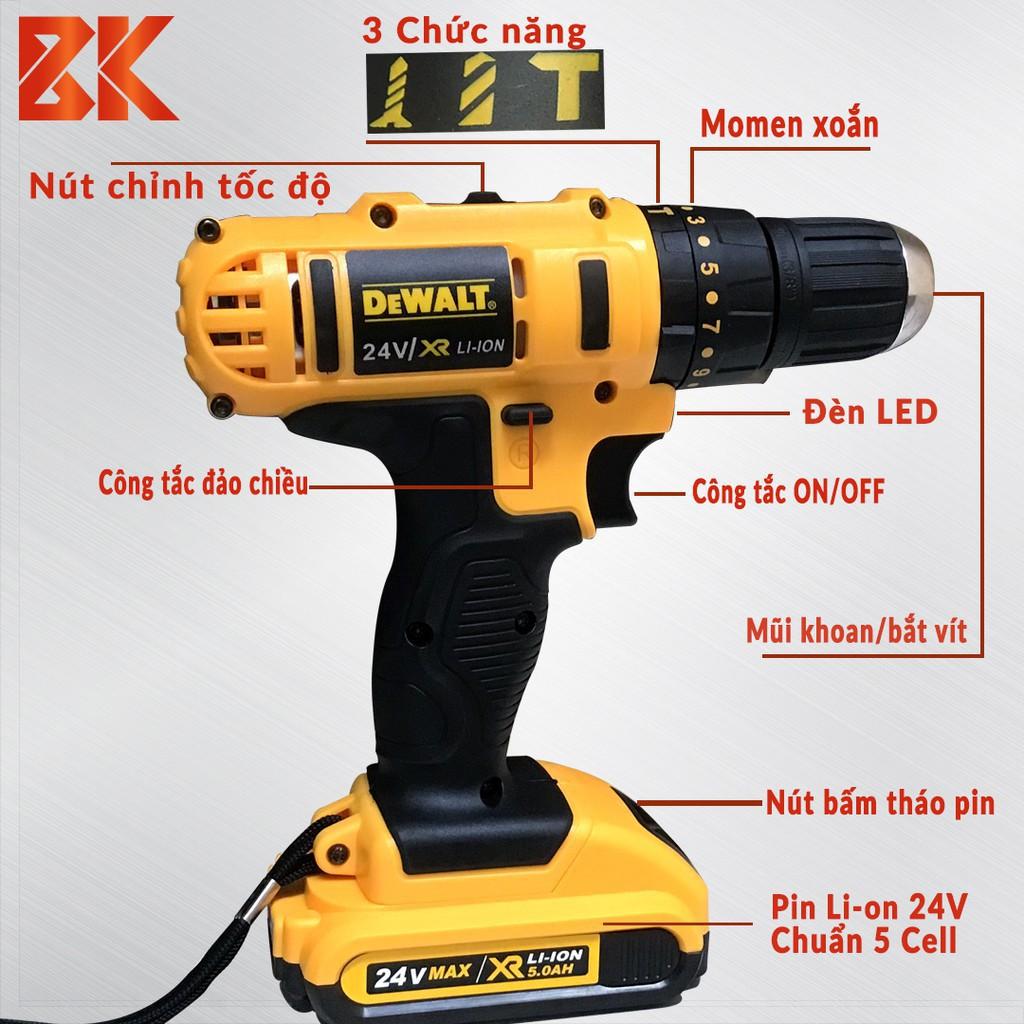 Máy khoan PIN Dewalt 24V 3 chức năng - Máy Khoan Có Búa, Máy Khoan Tường - Máy bắt vít 24V