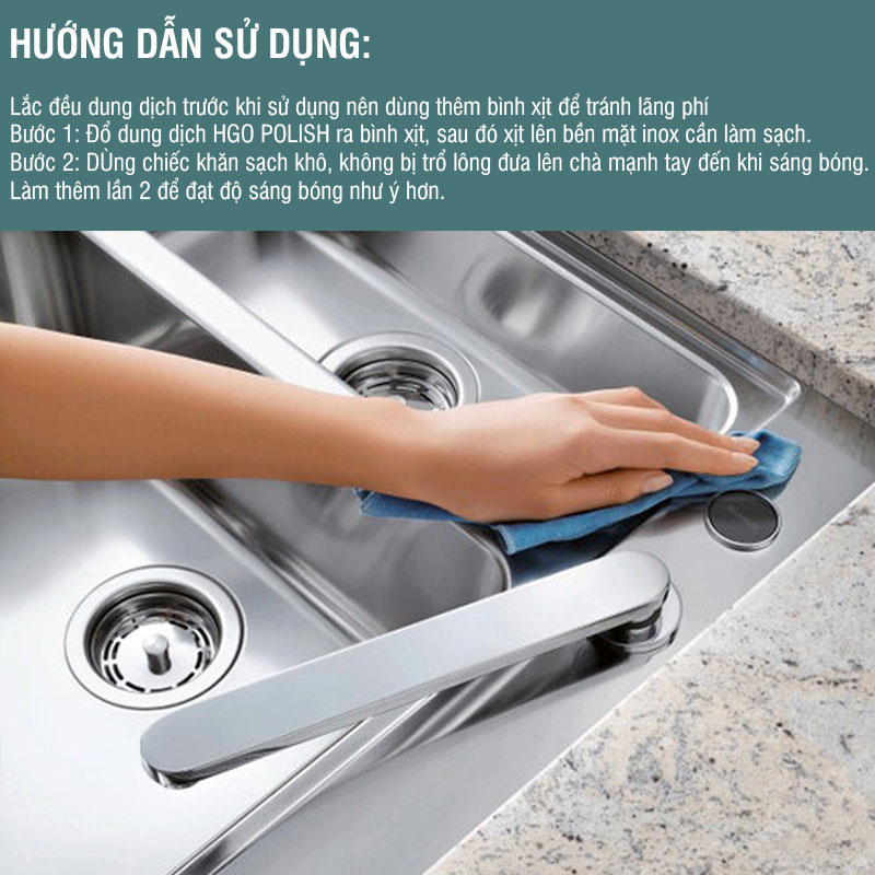 Đánh bóng kim loại HGO Polish đánh bóng inox, thép không gỉ, đồng, nhôm, bạc an toàn hiệu quả bảo vệ bề mặt 500ml