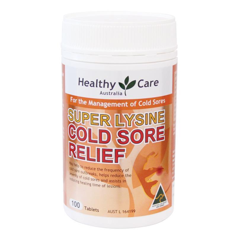 Healthy Care Super Lysine Cold Sore Relief 1000mg 100 Tablets