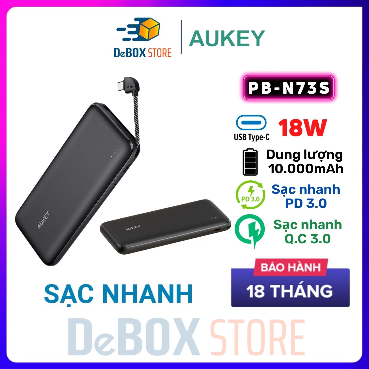 Pin sạc dự phòng 10000mAh Sạc Nhanh 18W Aukey PB-N73C  - Hàng Chính Hãng