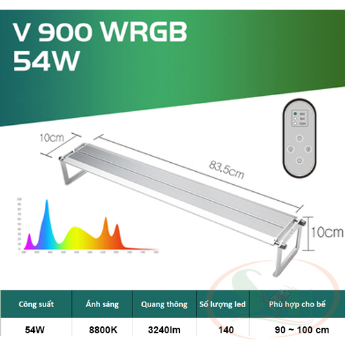 Đèn led WEEK Raptor WRGB V series V300, V450, V600, V800, V900, V1200 dimmer điều chỉnh hẹn giờ bể cá tép thủy sinh