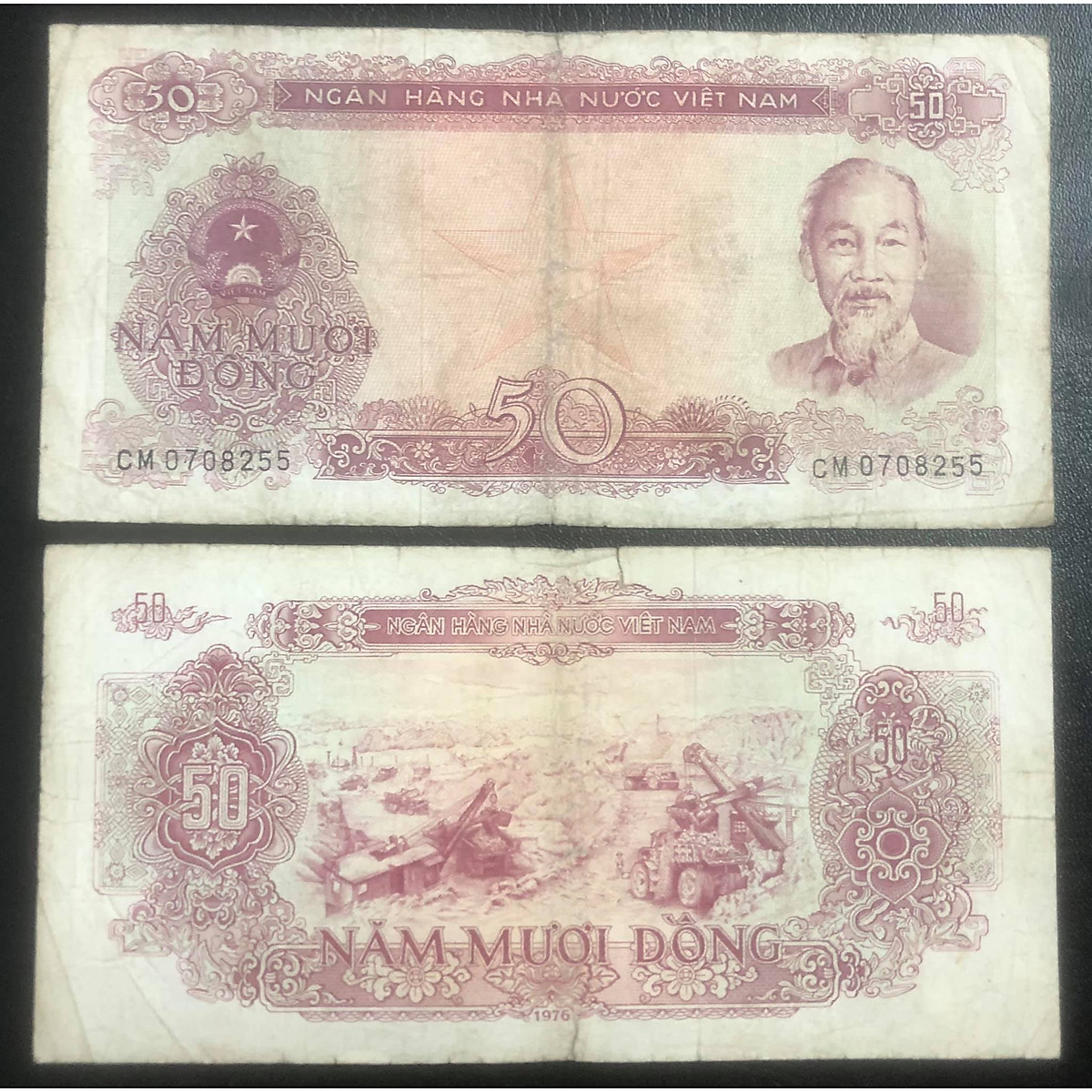 Tiền Việt Nam tờ 50 đồng lớn nhất đầu tiên sau giải phóng 1976 - Chất lượng như hình, Tiền xưa thật 100%