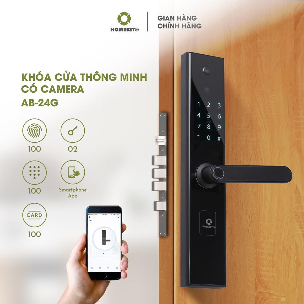 Khoá cửa vân tay điện tử thông minh HOMEKIT AB-24G 6 tính năng tích hợp camera app Tuya Smart - hỗ trợ lắp đặt tận nhà