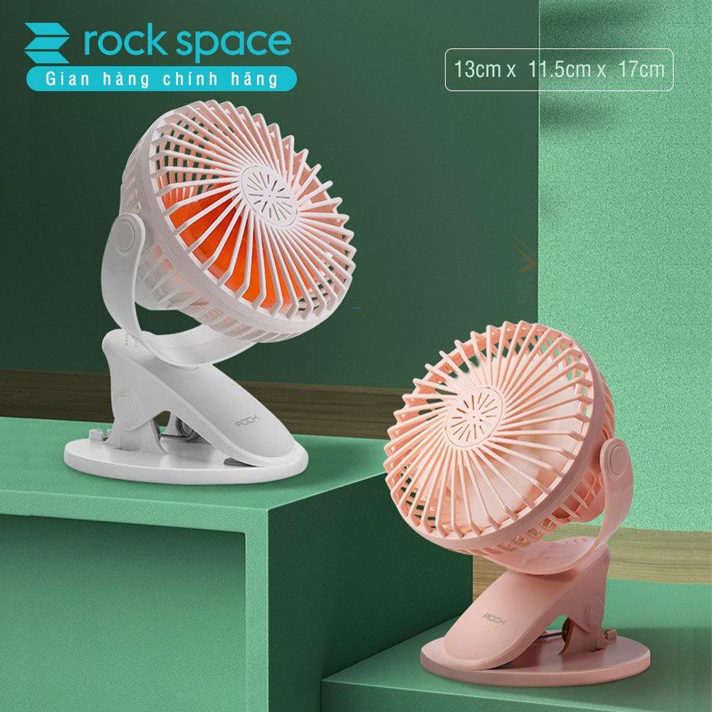 Quạt sạc tích điện mini Rockspace đế đa năng đặt bàn - Hàng chính hãng