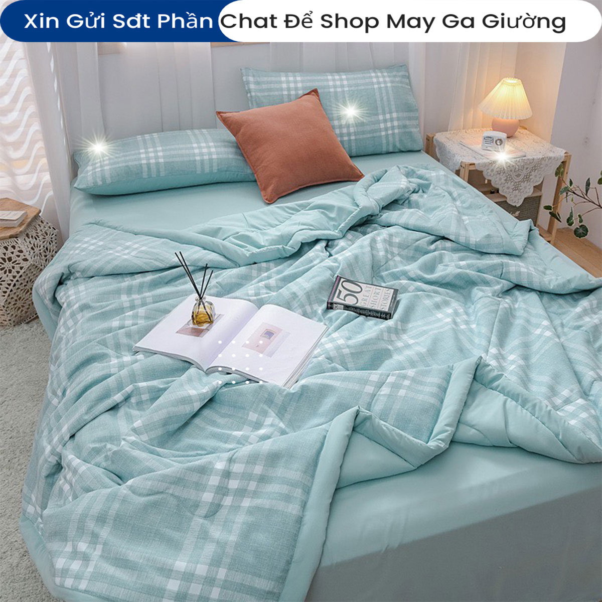 Bộ Chăn Ga Vỏ Gối Đệm Cotton Chăn Hè Đũi Phong Cách Hàn Quốc Bộ Drap Giường Cotton Cao Cấp