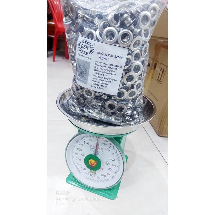 Khoen ore 12mm Khuy mắt cáo đóng bạt, bấm bạt, bấm túi giấy Bằng Sắt xi Màu bạc Bán sỉ Túi 1kg