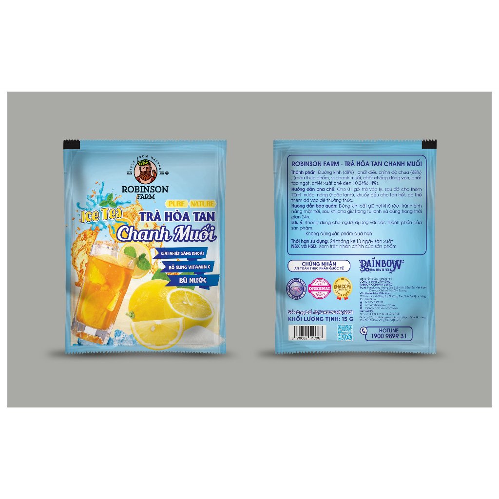 Trà Hoà Tan Vị Đào - Vị Bí Đao - Vị Chanh - Vị Chanh Muối ROBINSON FARM - Giải Nhiệt, Bổ Sung Vitamin C - Dây 10 gói