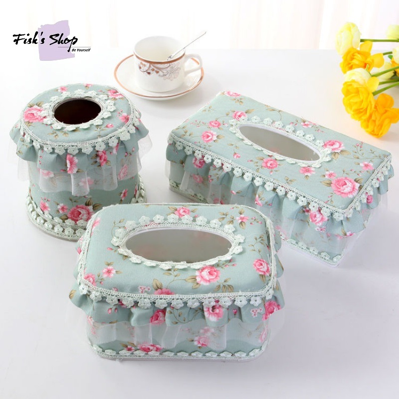 Hộp đựng giấy ăn ren sang trọng set 3 chiếc