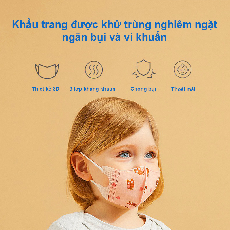 Khẩu trang cho bé, Khẩu trang trẻ em bé trai và bé gái nhiều họa tiết 0-12 tuổi bảo vệ đường hô hấp cho bé – SM017