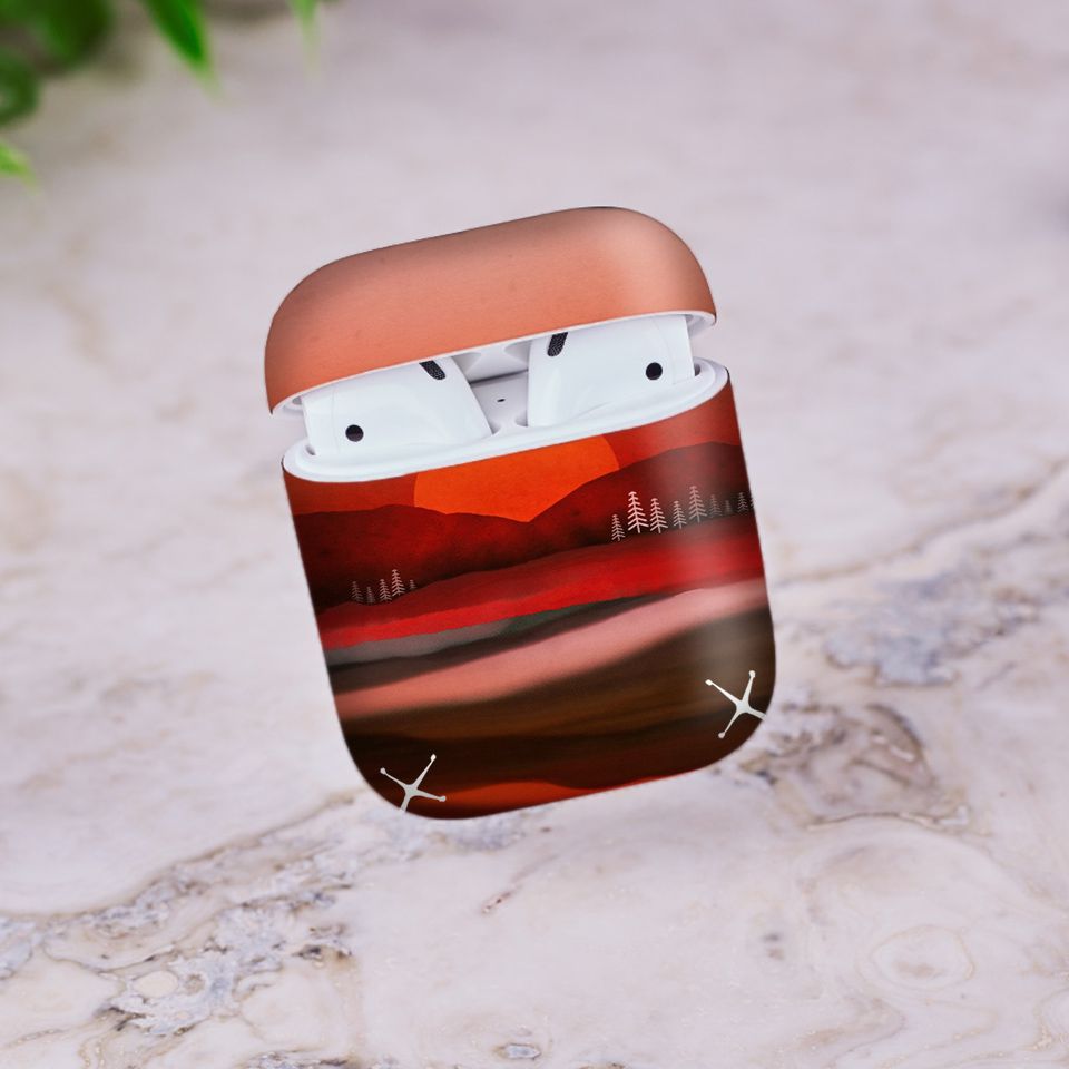 Miếng dán skin cho AirPods in hình giả sơn mài - GSM006 (bản không dây 1 và 2)