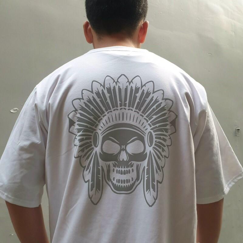 Áo thun tay ngắn phản quang 7màu in mặt quỉ nam nữ