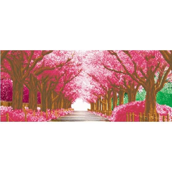 Tranh thêu rừng hoa anh đào X8051 - kích thước: 127 * 49cm.
