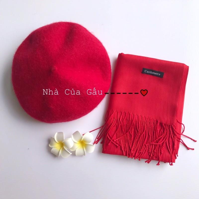 Combo mũ nồi dạ và khăn len cashmere loại 1