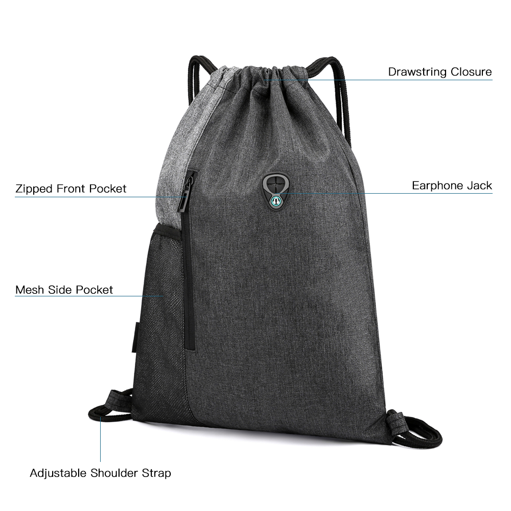 Túi dây rút đựng đồ tập thể dục có lỗ cắm tai nghe làm bằng Vải Oxford chông nước