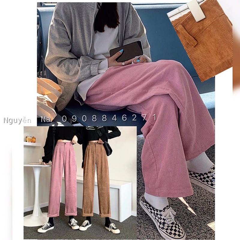 Quần culottes Nhung Gân ống rộng phong cách ulzang- bảng màu shop tự chụp