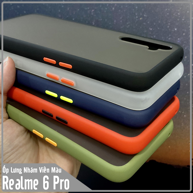 Ốp lưng cho Realme 6 Pro trong nhám viền màu