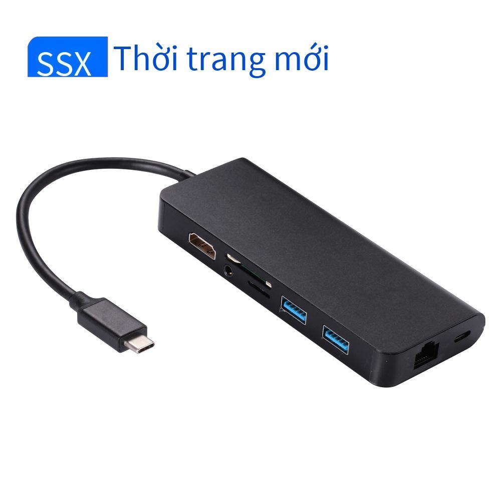 Cường độ phong cách mới nhất từ ​​loại c sang hdmi card mạng gigabit Đầu đọc thẻ HUB bộ chuyển đổi tám trong một đế cắm mở rộng tất cả trong một