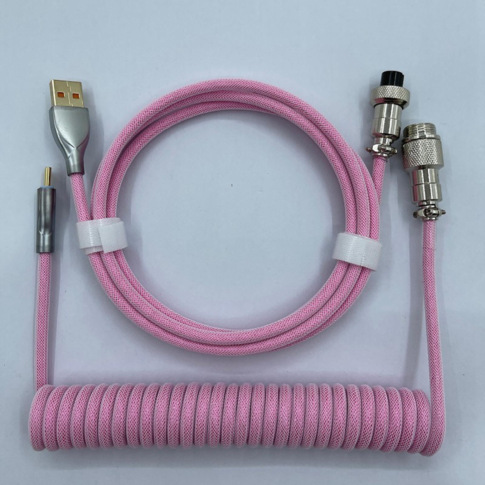 1.8M USB Coiled Cable Wire TPU Metal Keyboard Cable USB3.0 to Type C for Mechanical Keyboard Speaker