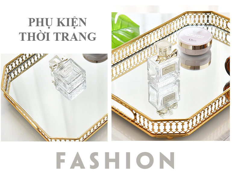 Khay Đựng Ly, Khay Đựng Mỹ Phẩm Sắp Xếp Đồ Trang Điểm Trang Trí Hình Vuông