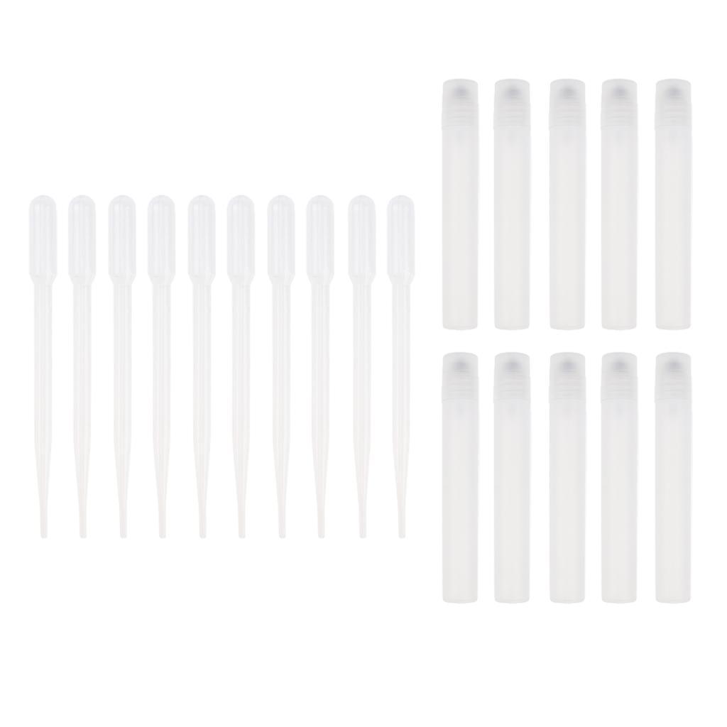 10 Pieces Clear Empty Refillable Perfume Aftershave Steel Roll On Bottles Travel Tube Vials With Pipettes Dropper Kit for Men Women 5ml 10ml