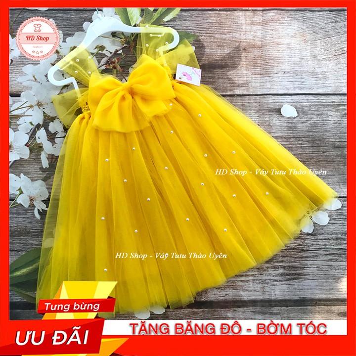 Váy Bé Gái Váy Công Chúa Cho Bé Vàng Nơ Đính Đá Giá Tốt