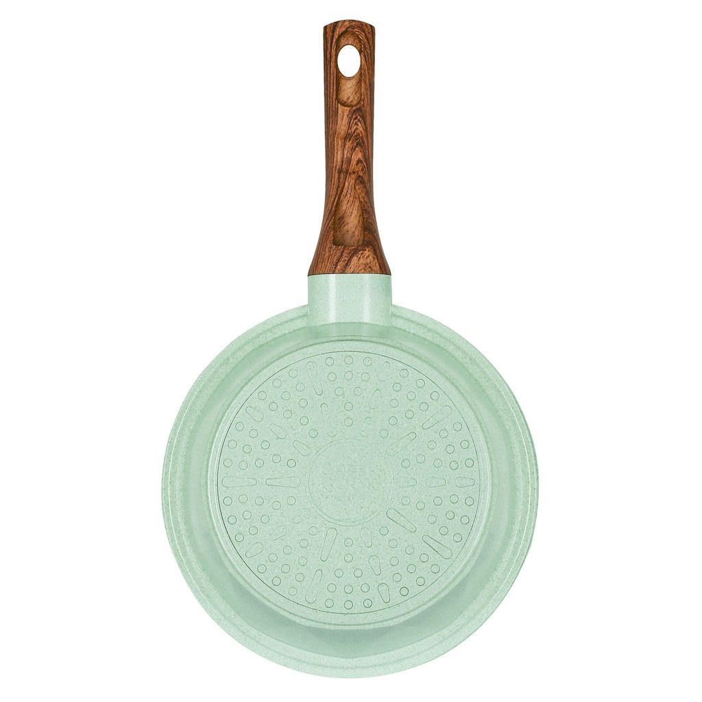 Bộ 2 nồi và 1 quánh đúc đáy từ men chống dính ceramic Greencook màu xanh ngọc và màu hồng gồm quánh size 18cm, nồi 20 và 24cm- hàng chính hãng
