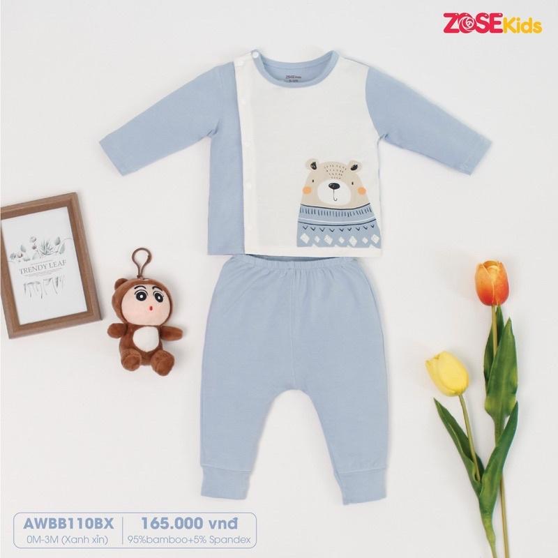 Bộ Zose kids sơ sinh sợi tre cài lệch ZoseKids