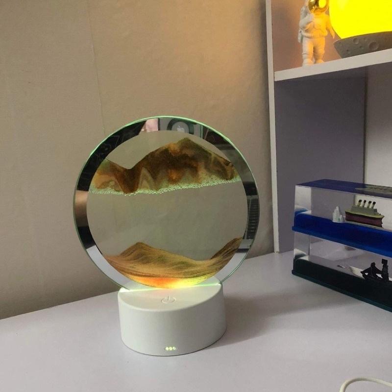 Tranh cát chuyển động 3D đèn LED, tranh cát chảy nghệ thuật trang trí làm quà tặng, đèn ngủ để bàn đầu giường