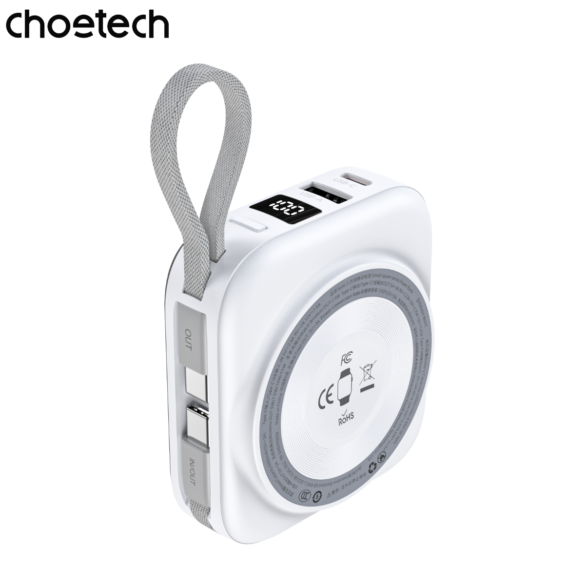 Pin dự phòng đa năng 2 in 1 Choetech B697C công suất 22.5W tích hợp 2 cáp Type C - Hàng chính hãng