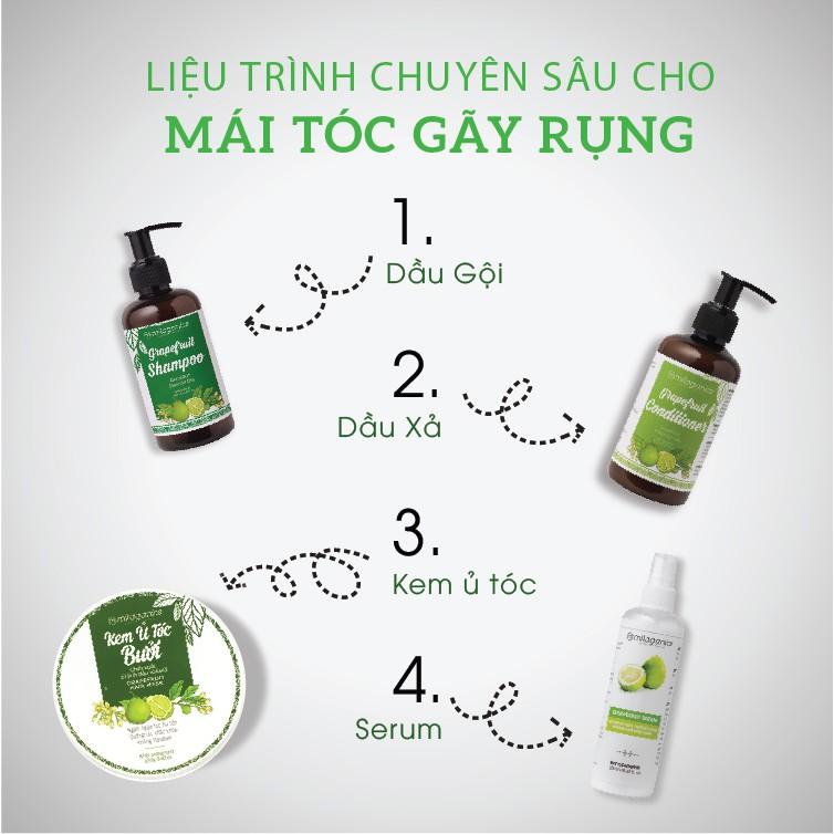 Combo Dầu Gội &amp; Kem Ủ Bưởi Kích Thích Mọc Tóc &amp; Phục Hồi Hư Tổn Từ Tinh Dầu Bưởi Nguyên Chất MILAGANICS (550ml/ Bộ)