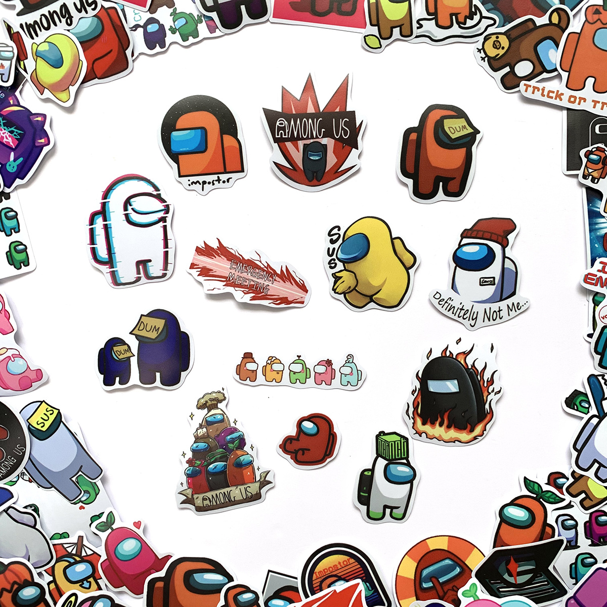 Sticker Amongus Trang Trí Laptop Nón Bảo Hiểm Vali Đàn Xe Máy Xe Đạp