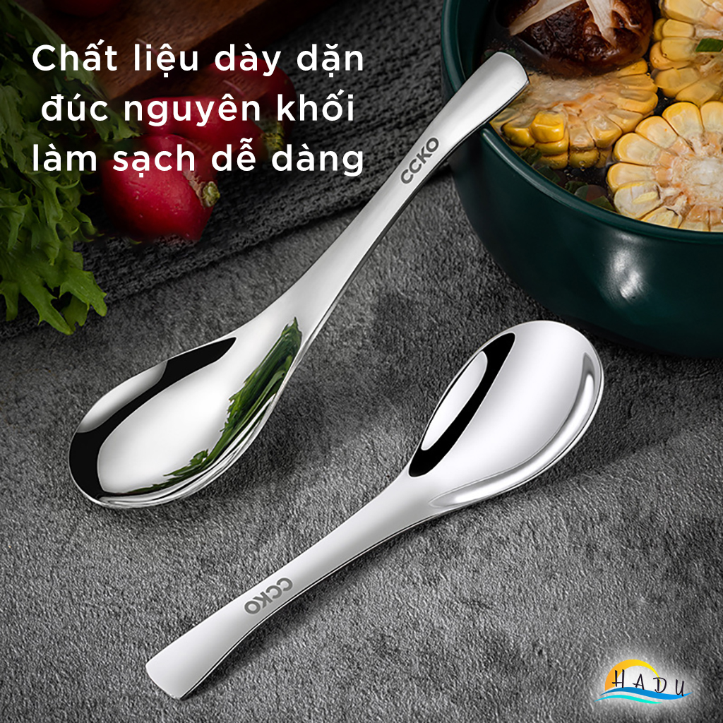 Thìa Muỗng Inox 304 Cao Cấp Ăn Phở Cơm Kiểu Hàn Quốc Đạt Chất Lượng Đức CCKO