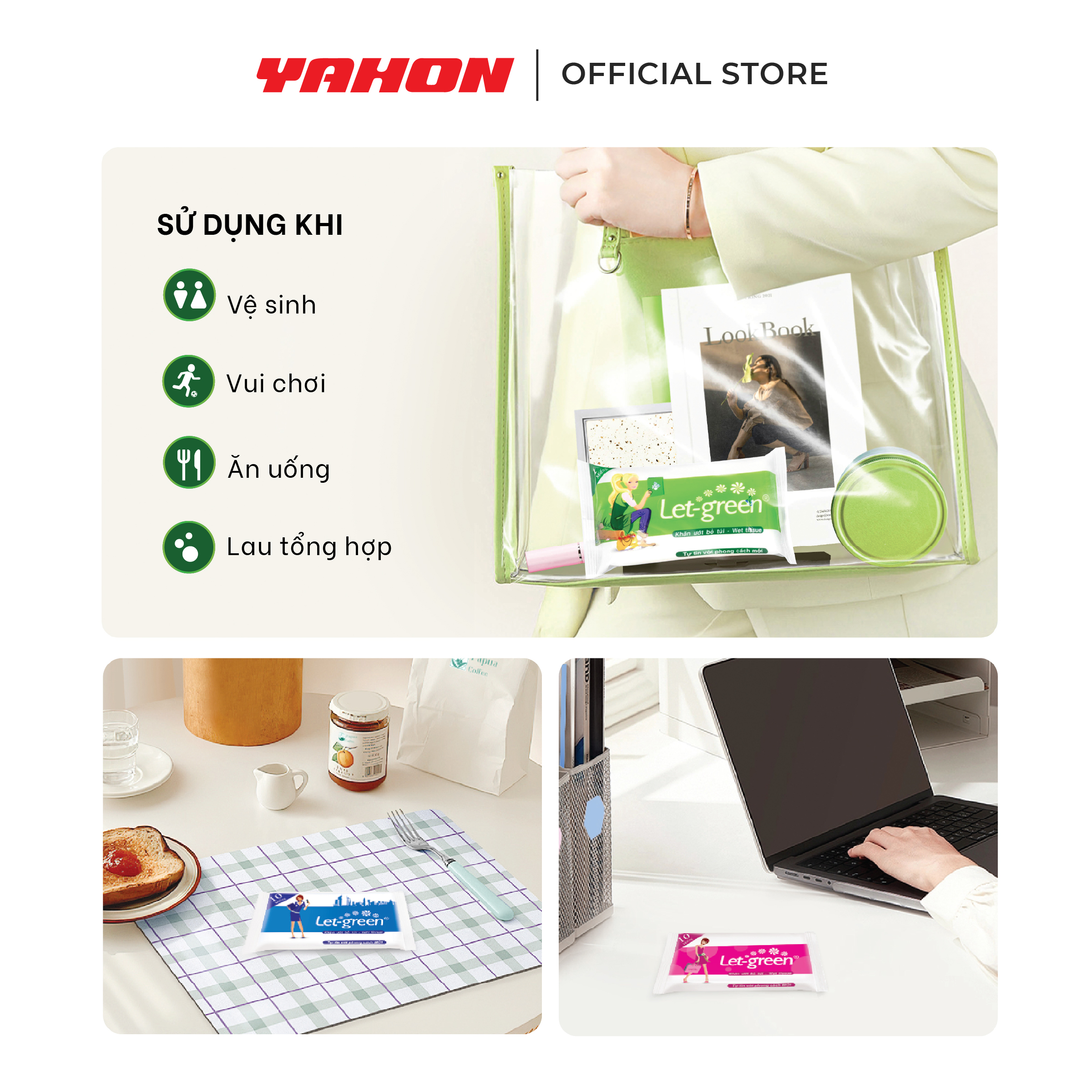 Combo Gói Khăn Giấy Ướt Bỏ Túi LET-GREEN, 10 Miếng/Gói