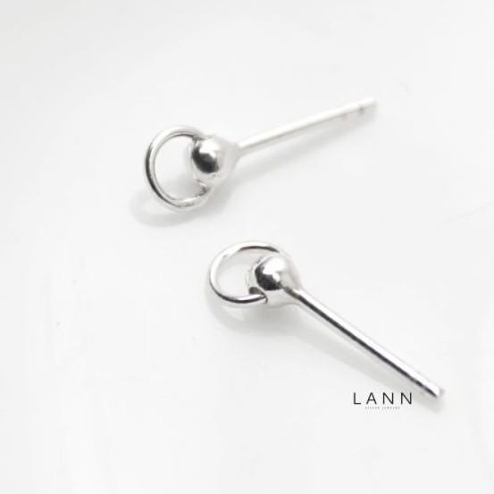Khuyên bạc đường tròn 1 bi chạy S925 LANN