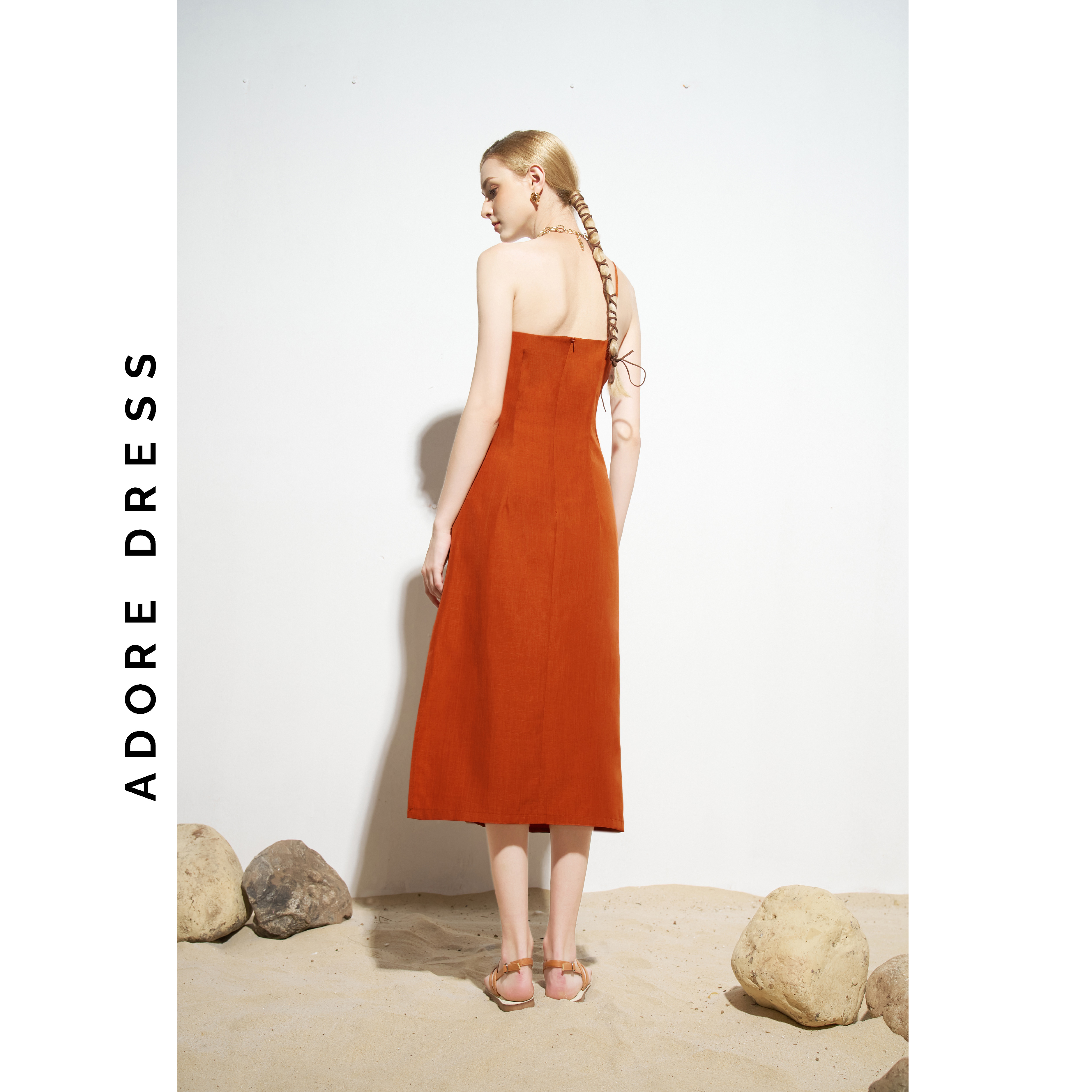 Đầm Sleeveless dresses resort style giả đũi trơn cam 311DR6004 ADORE DRESS