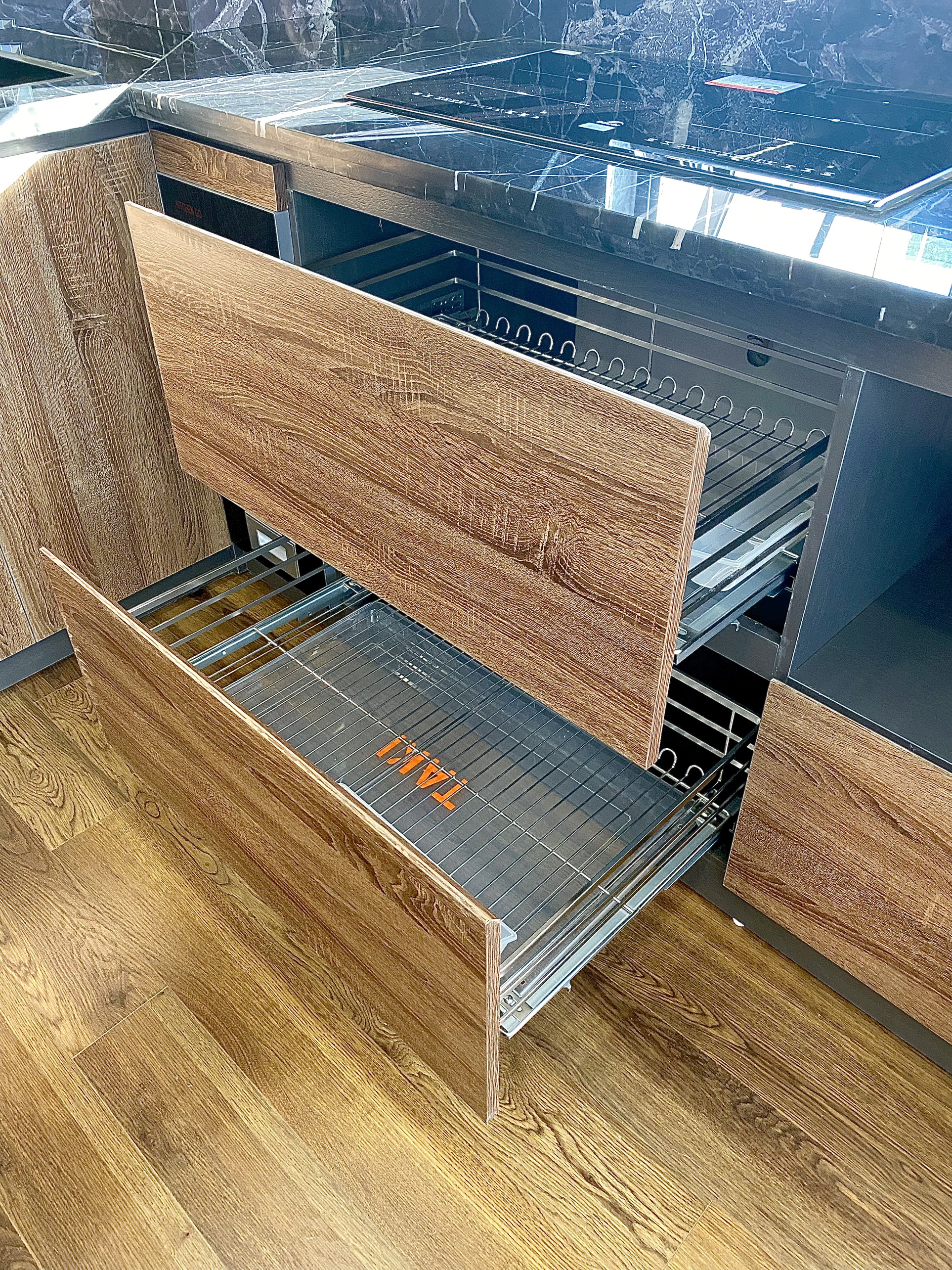Giá Úp Bát Đĩa, Kệ Đa Năng Tủ Bếp Dưới NAN DẸT INOX 304 Ray Âm Giảm Chấn Cao Cấp - Bảo Hành Vĩnh Viễn - Có Thợ Lắp Đặt