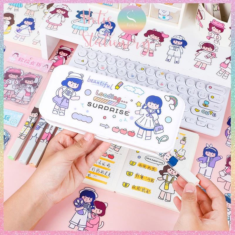 Gói 20 Sticker cô gái cute PVC trong suốt trang trí sổ