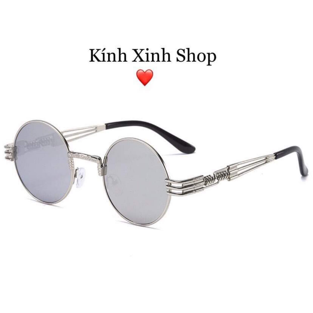Kính Râm, Kính Mát Nam Nữ Dáng Tròn Kim Loại Hàn Quốc Cao Cấp