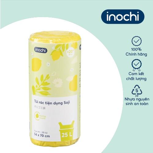 Túi rác tiện dụng inochi - Soji 25L x 28 túi (Size M) Hương Chanh có quai cầm